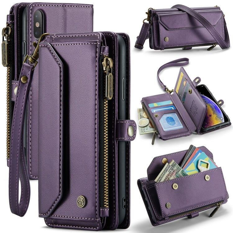 For iPhone XS / X CaseMe C36 Card Slots Zipper Wallet RFID Anti-theft Leather Phone Case(Purple) - More iPhone Cases by CaseMe | Online Shopping UK | buy2fix