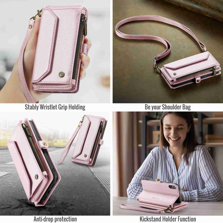 For iPhone XS Max CaseMe C36 Card Slots Zipper Wallet RFID Anti-theft Leather Phone Case(Pink) - More iPhone Cases by CaseMe | Online Shopping UK | buy2fix