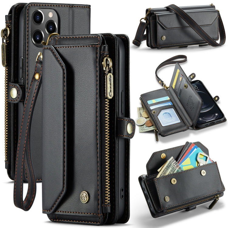 For iPhone 12 Pro CaseMe C36 Card Slots Zipper Wallet RFID Anti-theft Leather Phone Case(Black) - iPhone 12 / 12 Pro Cases by CaseMe | Online Shopping UK | buy2fix