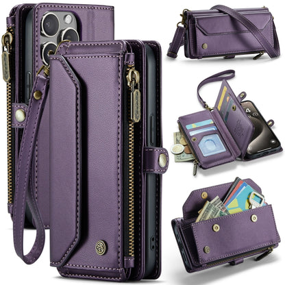 For iPhone 15 Pro CaseMe C36 Card Slots Zipper Wallet RFID Anti-theft Leather Phone Case(Purple) - iPhone 15 Pro Cases by CaseMe | Online Shopping UK | buy2fix