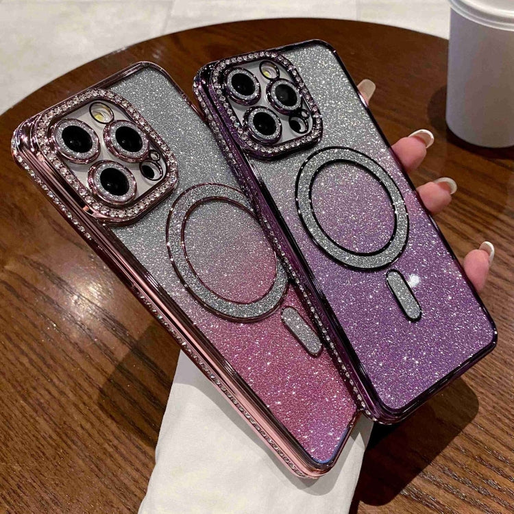 For iPhone 11 Pro Max Diamond Gradient Glitter Plated MagSafe Phone Case(Purple) - iPhone 11 Pro Max Cases by buy2fix | Online Shopping UK | buy2fix