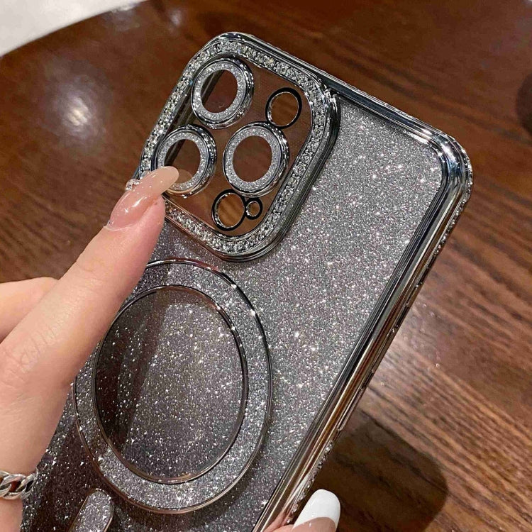 For iPhone 14 Diamond Gradient Glitter Plated MagSafe Phone Case(Black) - iPhone 14 Cases by buy2fix | Online Shopping UK | buy2fix