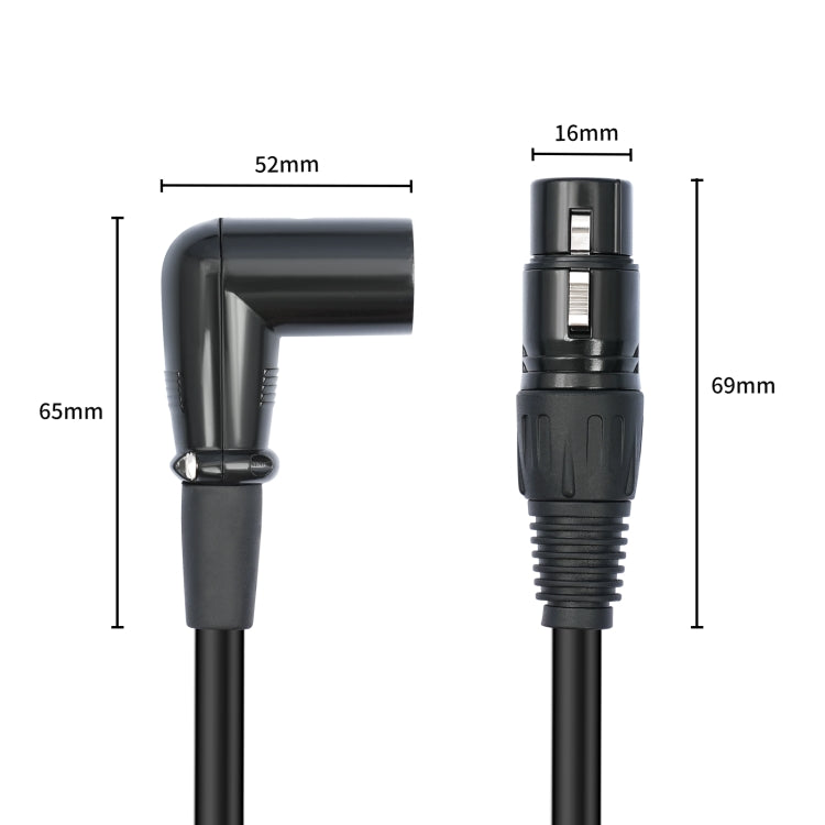 XK042L XLR 3pin Straight Female to Elbow Male Audio Cable, Length:2m(Black) - Microphone Audio Cable & Connector by buy2fix | Online Shopping UK | buy2fix