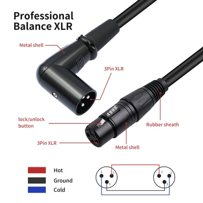 XK042L XLR 3pin Straight Female to Elbow Male Audio Cable, Length:10m(Black) - Microphone Audio Cable & Connector by buy2fix | Online Shopping UK | buy2fix