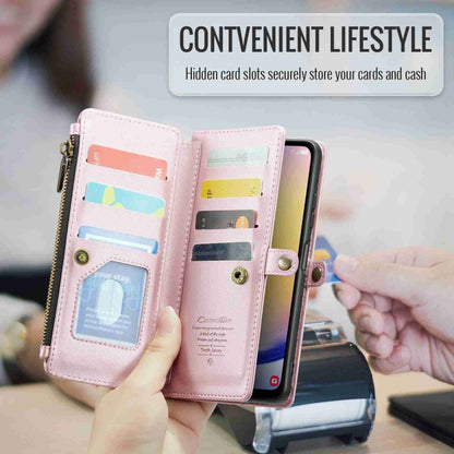 For Samsung Galaxy A25 CaseMe C36 Card Slots Zipper Wallet RFID Anti-theft Leather Phone Case(Pink) - Galaxy Phone Cases by CaseMe | Online Shopping UK | buy2fix