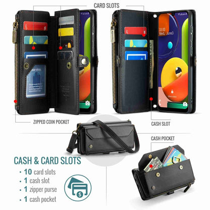 For Samsung Galaxy A30s / A50s / A50 CaseMe C36 Card Slots Zipper Wallet RFID Anti-theft Leather Phone Case(Black) - Galaxy Phone Cases by CaseMe | Online Shopping UK | buy2fix