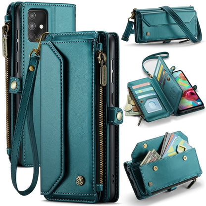 For Samsung Galaxy A71 4G CaseMe C36 Card Slots Zipper Wallet RFID Anti-theft Leather Phone Case(Blue-green) - Galaxy Phone Cases by CaseMe | Online Shopping UK | buy2fix