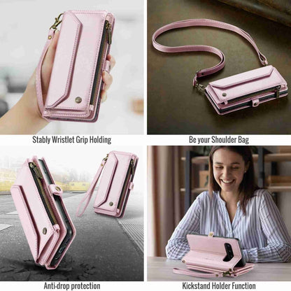 For Samsung Galaxy S10 CaseMe C36 Card Slots Zipper Wallet RFID Anti-theft Leather Phone Case(Pink) - Galaxy Phone Cases by CaseMe | Online Shopping UK | buy2fix