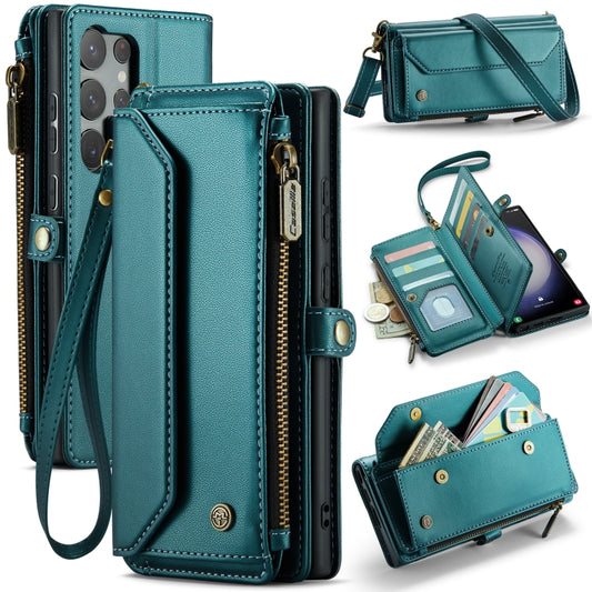 For Samsung Galaxy S23 Ultra 5G CaseMe C36 Card Slots Zipper Wallet RFID Anti-theft Leather Phone Case(Blue-green) - Galaxy S23 Ultra 5G Cases by CaseMe | Online Shopping UK | buy2fix