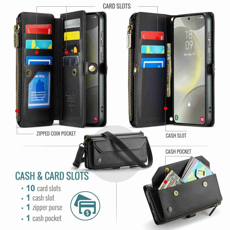 For Samsung Galaxy S24+ 5G CaseMe C36 Card Slots Zipper Wallet RFID Anti-theft Leather Phone Case(Black) - Galaxy S24+ 5G Cases by CaseMe | Online Shopping UK | buy2fix