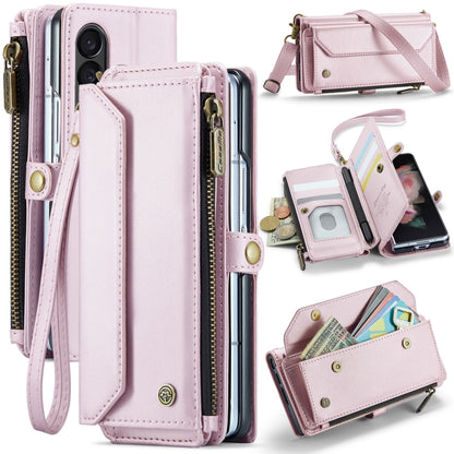 For Samsung Galaxy Z Fold3 CaseMe C36 Card Slots Zipper Wallet RFID Anti-theft Leather Phone Case(Pink) - Galaxy Phone Cases by CaseMe | Online Shopping UK | buy2fix