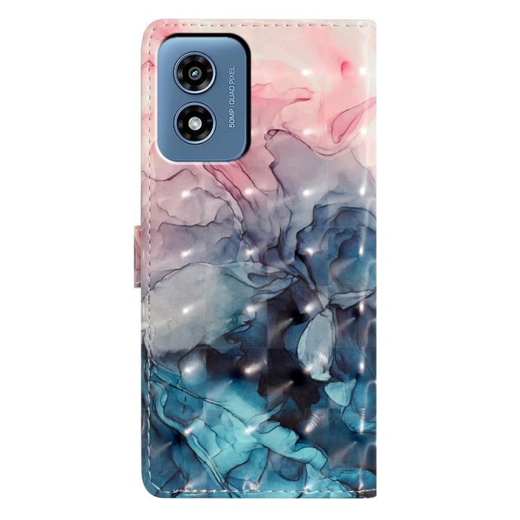 For Motorola Moto G Play 2024 3D Pattern Leather Phone Case(3D Pink Blue Marble) - Motorola Cases by buy2fix | Online Shopping UK | buy2fix