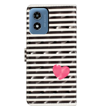 For Motorola Moto G Play 2024 3D Pattern Leather Phone Case(Striped Heart) - Motorola Cases by buy2fix | Online Shopping UK | buy2fix