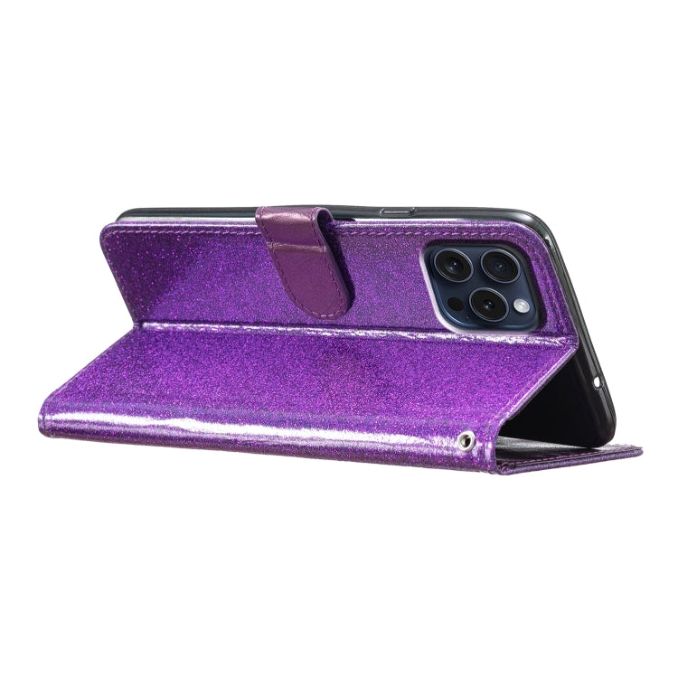 For iPhone 16 Pro Max Glitter Powder Flip Leather Phone Case(Purple) - iPhone 16 Pro Max Cases by buy2fix | Online Shopping UK | buy2fix