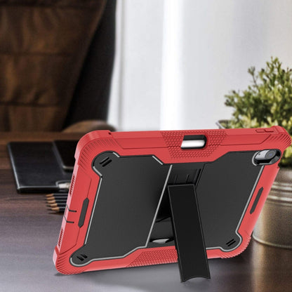 For iPad Air 11 2024 / Air 2022 10.9 Shockproof Silicone Hybrid PC Tablet Case with Holder(Black + Red) - iPad Air 11 2024 Cases by buy2fix | Online Shopping UK | buy2fix