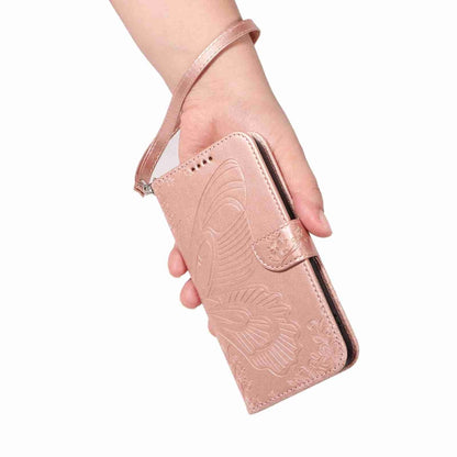 For OnePlus 12 Swallowtail Butterfly Embossed Leather Phone Case(Rose Gold) - OnePlus Cases by buy2fix | Online Shopping UK | buy2fix