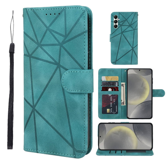 For Samsung Galaxy S24 / S25 5G Skin Feel Geometric Lines Leather Phone Case(Green) - Galaxy S24 5G Cases by buy2fix | Online Shopping UK | buy2fix