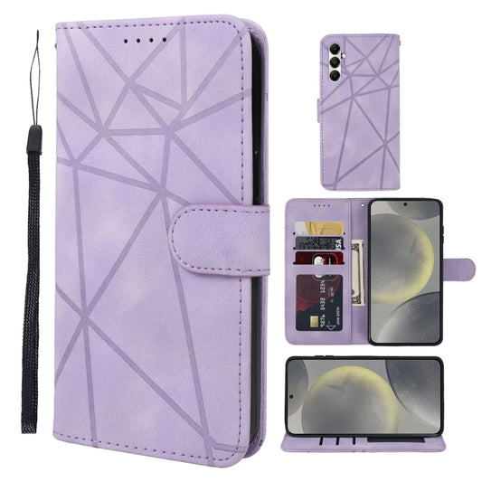 For Samsung Galaxy S24+ / S25+ 5G Skin Feel Geometric Lines Leather Phone Case(Purple) - Galaxy S24+ 5G Cases by buy2fix | Online Shopping UK | buy2fix