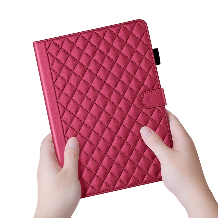 For iPad Pro 13 2024 Rhombus Lattice Leather Smart Tablet Case(Red) - iPad Pro 13 2024 Cases by buy2fix | Online Shopping UK | buy2fix