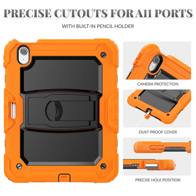 For iPad Air 11 2024 Silicone Hydric PC Tablet Case with Shoulder Strap & Holder(Orange) - iPad Air 11 2024 Cases by buy2fix | Online Shopping UK | buy2fix