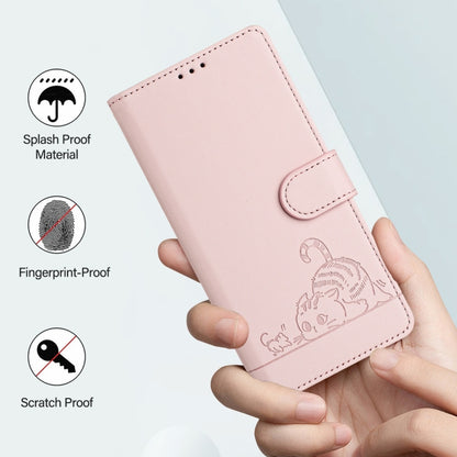 For Blackview A53 Cat Rat Embossed Pattern RFID Leather Phone Case with Lanyard(Pink) - More Brand by buy2fix | Online Shopping UK | buy2fix