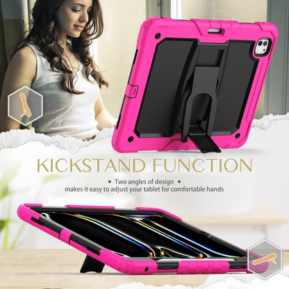 For iPad Pro 13 2024 Silicone Hydric PC Tablet Case with Shoulder Strap & Holder(Rose Red) - iPad Pro 13 2024 Cases by buy2fix | Online Shopping UK | buy2fix