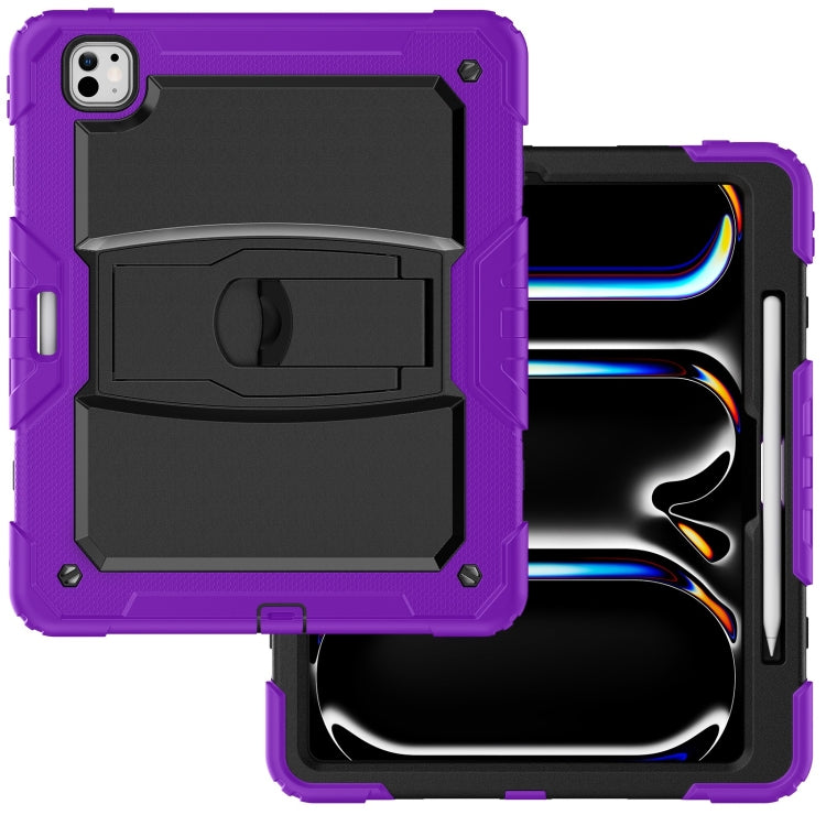 For iPad Pro 13 2024 Silicone Hydric PC Tablet Case with Shoulder Strap & Holder(Purple) - iPad Pro 13 2024 Cases by buy2fix | Online Shopping UK | buy2fix