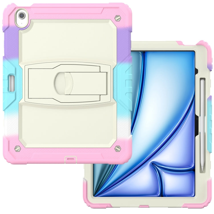 For iPad Air 13 2024 Silicone Hydric PC Tablet Case with Shoulder Strap & Holder(Camouflage Pink) - iPad Air 13 2024 Cases by buy2fix | Online Shopping UK | buy2fix