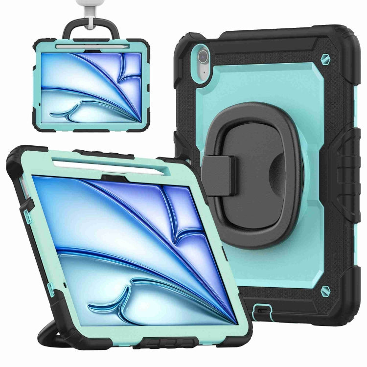 For iPad Air 11 2024 Handle Silicone Hydric PC Tablet Case with Shoulder Strap(Light Blue PC) - iPad Air 11 2024 Cases by buy2fix | Online Shopping UK | buy2fix