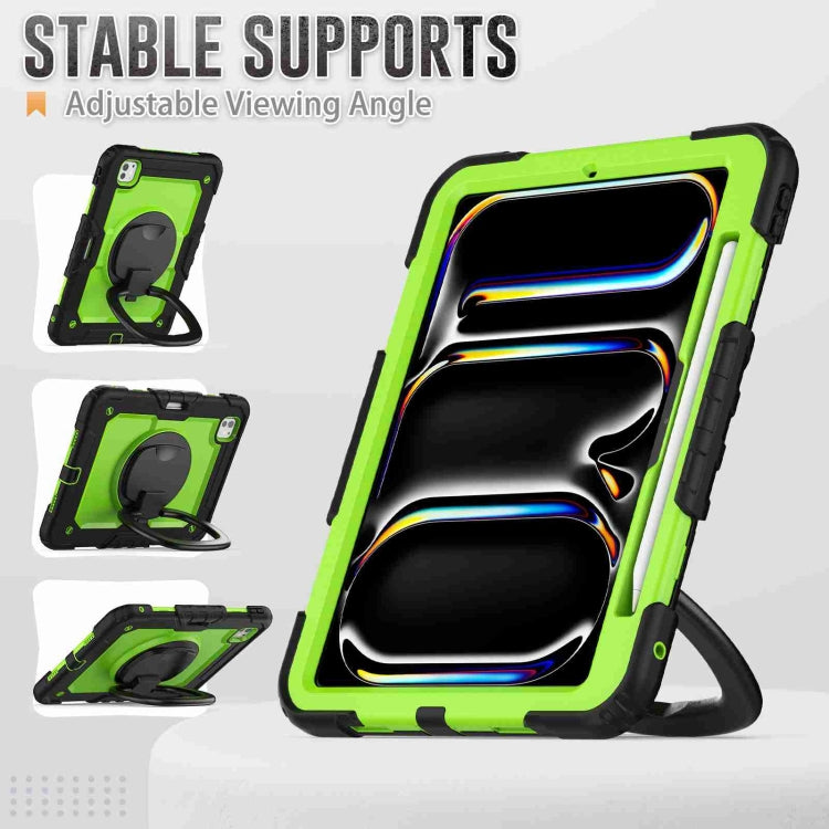 For iPad Pro 11 2024 Handle Silicone Hydric PC Tablet Case with Shoulder Strap(Yellow Green PC) - iPad Pro 11 2024 Cases by buy2fix | Online Shopping UK | buy2fix