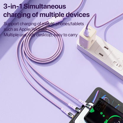 ROCK G20 1.5m 100W 3 in 1 USB-C / Type-C Fast Charging Data Cable(Purple) - Multifunctional Cable by ROCK | Online Shopping UK | buy2fix