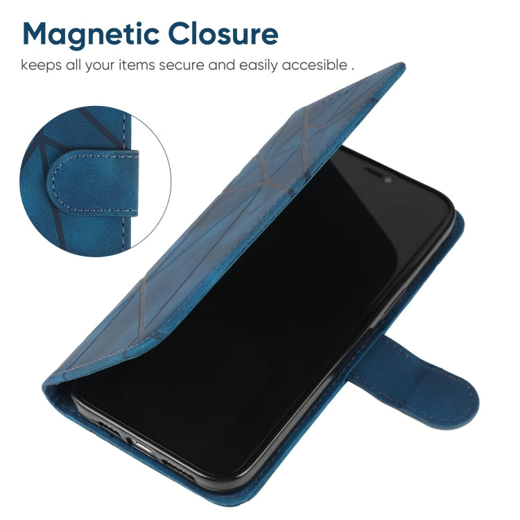 For Google Pixel 9 / 9 Pro Skin Feel Geometric Lines Leather Phone Case(Blue) - Google Cases by buy2fix | Online Shopping UK | buy2fix