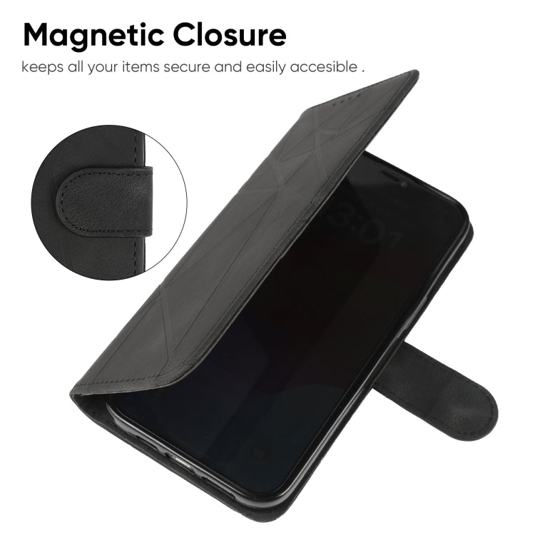 For Google Pixel 9 Pro XL Skin Feel Geometric Lines Leather Phone Case(Black) - Google Cases by buy2fix | Online Shopping UK | buy2fix