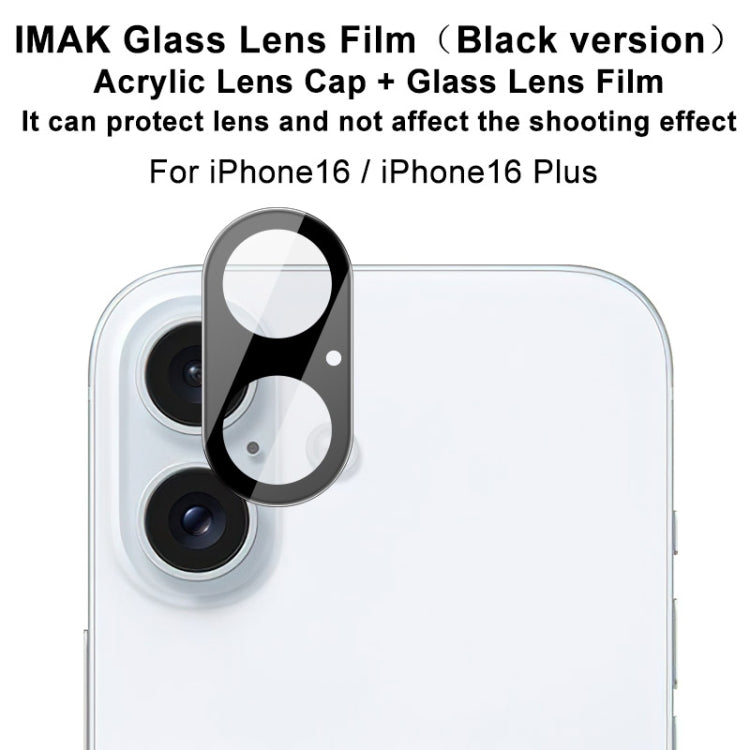 For iPhone 16  / 16 Plus imak High Definition Integrated Glass Lens Film Black Version - Tempered Glass Film by imak | Online Shopping UK | buy2fix