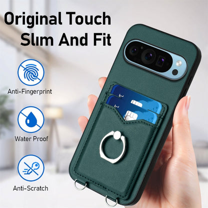 For Google Pixel 9 Pro XL R20 Ring Card Holder Phone Case(Green) - Google Cases by buy2fix | Online Shopping UK | buy2fix