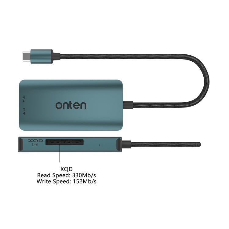 Onten C13 3 in 1 USB-C / Type-C to XQD & SD & TF Card Reader(Pine Green) - Card Reader by Onten | Online Shopping UK | buy2fix