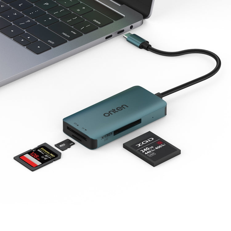 Onten C13 3 in 1 USB-C / Type-C to XQD & SD & TF Card Reader(Pine Green) - Card Reader by Onten | Online Shopping UK | buy2fix