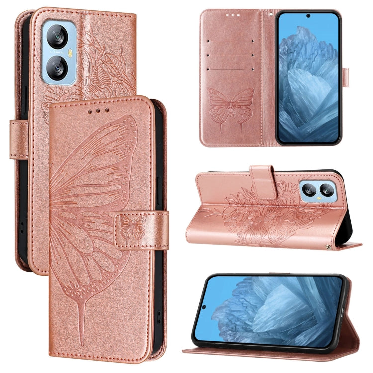 For Blackview A52 Embossed Butterfly Leather Phone Case(Rose Gold) - More Brand by buy2fix | Online Shopping UK | buy2fix