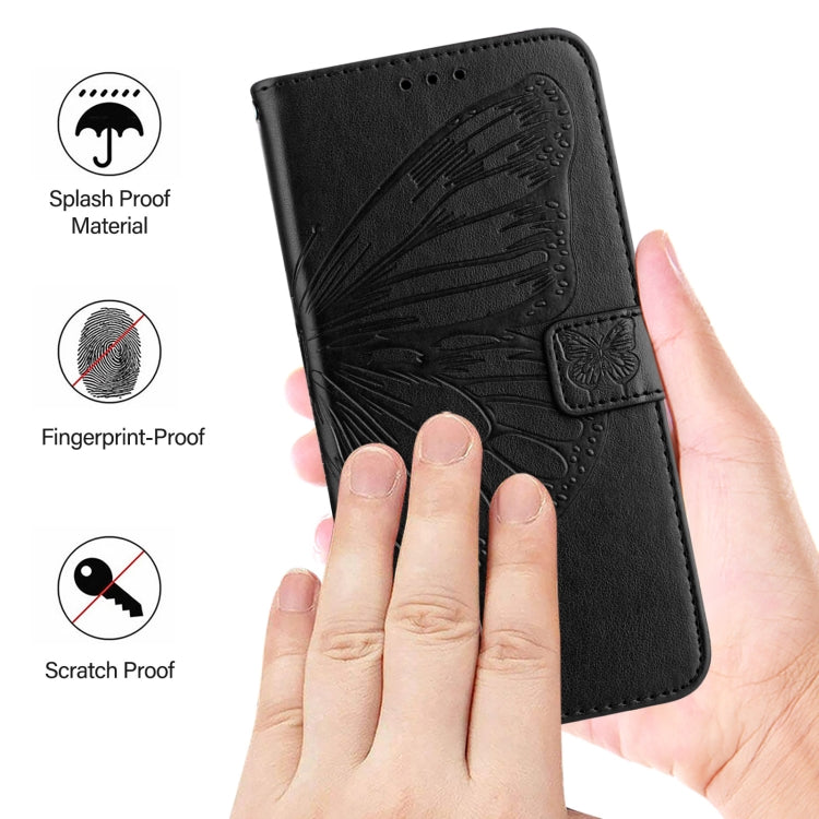 For Blackview A52 Embossed Butterfly Leather Phone Case(Black) - More Brand by buy2fix | Online Shopping UK | buy2fix