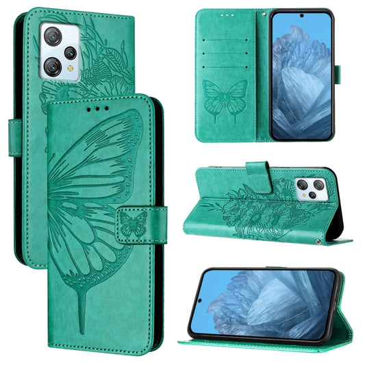 For Blackview A53 Embossed Butterfly Leather Phone Case(Green) - More Brand by buy2fix | Online Shopping UK | buy2fix