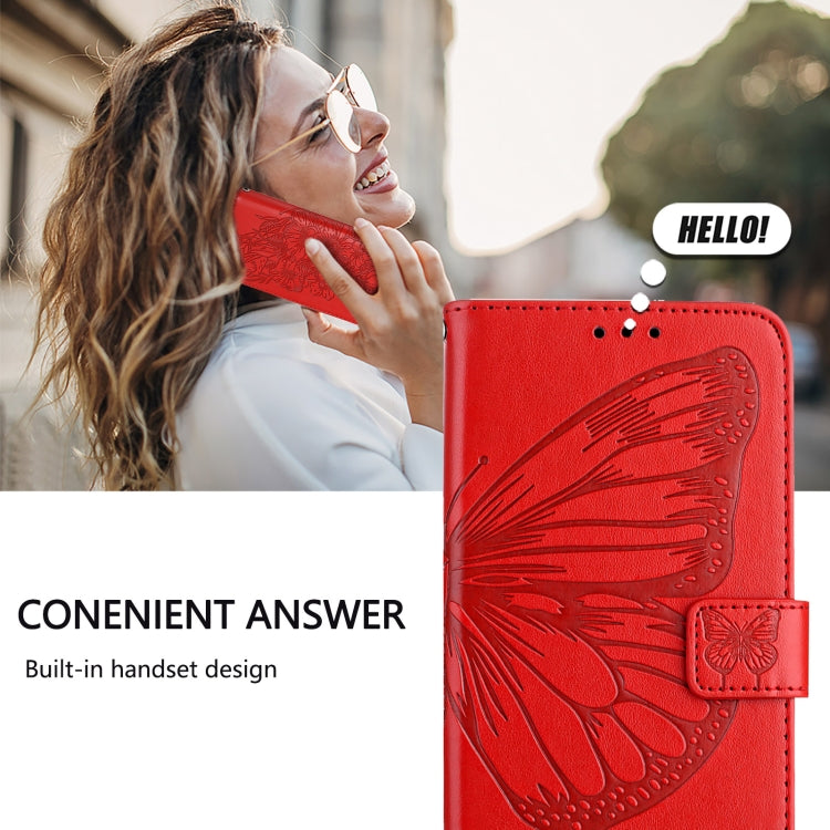 For Blackview Color 8 Embossed Butterfly Leather Phone Case(Red) - More Brand by buy2fix | Online Shopping UK | buy2fix