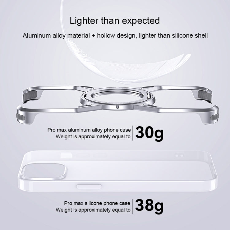 For iPhone 13 / 14 / 15 Aluminum Alloy Frameless 360-Degree Rotating Phone Case(Silver) - iPhone 14 Cases by buy2fix | Online Shopping UK | buy2fix