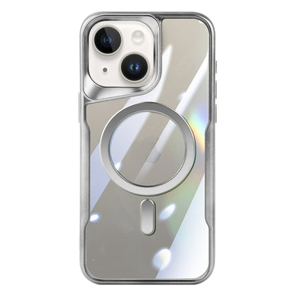 For iPhone 15 Plus Blade MagSafe Magnetic Transparent PC Phone Case(Silver White) - iPhone 15 Plus Cases by buy2fix | Online Shopping UK | buy2fix