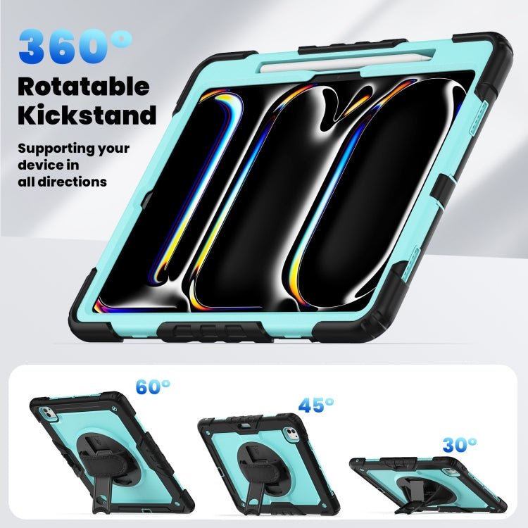 For iPad Pro 13 2024 Silicone Hybrid PC Tablet Case with Shoulder Strap(Light Blue + Black) - iPad Pro 13 2024 Cases by buy2fix | Online Shopping UK | buy2fix