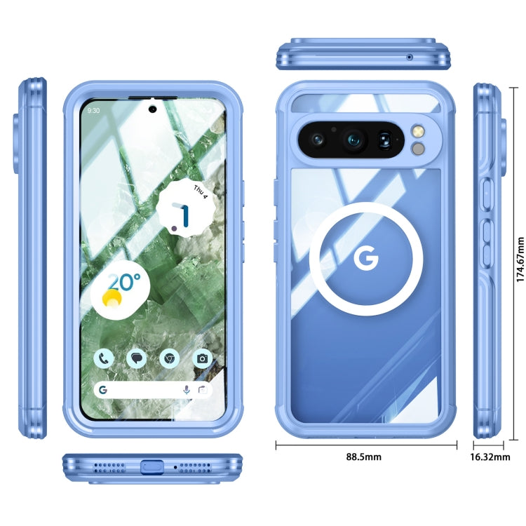 For Google Pixel 9 / 9 Pro RedPepper Transparent IP65 Life Waterproof Phone Case(Blue) - Google Cases by RedPepper | Online Shopping UK | buy2fix