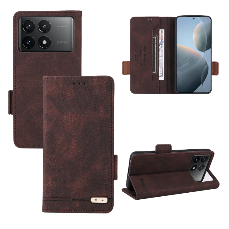 For Redmi K70 / K70 Pro Magnetic Clasp Leather Phone Case(Brown) - Xiaomi Cases by buy2fix | Online Shopping UK | buy2fix