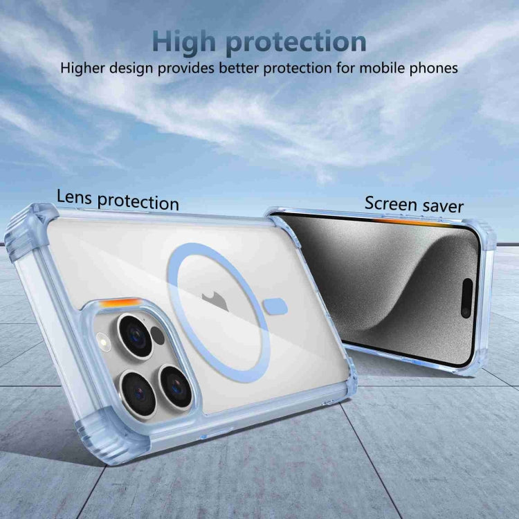 For iPhone 14 Plus Transparent MagSafe Magnetic Phone Case(Blue) - iPhone 14 Plus Cases by buy2fix | Online Shopping UK | buy2fix