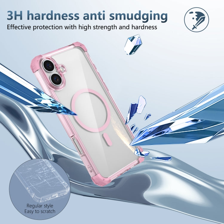 For iPhone 16 Transparent MagSafe Magnetic Phone Case(Pink) - iPhone 16 Cases by buy2fix | Online Shopping UK | buy2fix