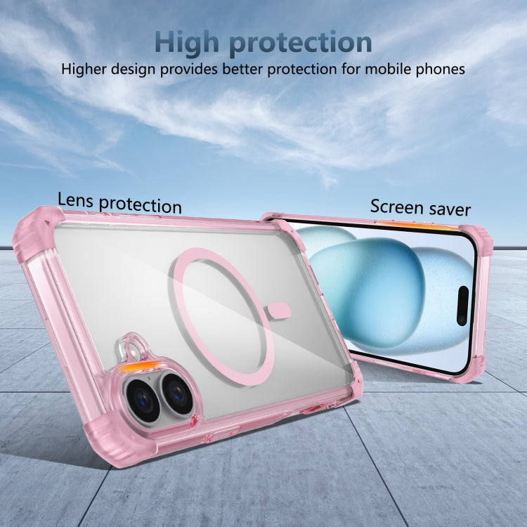 For iPhone 16 Transparent MagSafe Magnetic Phone Case(Pink) - iPhone 16 Cases by buy2fix | Online Shopping UK | buy2fix