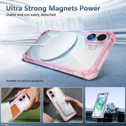 For iPhone 16 Plus Transparent MagSafe Magnetic Phone Case(Pink) - iPhone 16 Plus Cases by buy2fix | Online Shopping UK | buy2fix